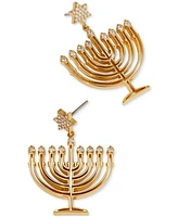 Ajoa Gold-Tone Cubic Zirconia Polished Menorah Chandelier Drop Earrings