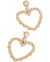 Ajoa Imitation Pearl & Cubic Zirconia Open Heart Drop Earrings