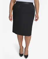 Karl Lagerfeld Paris Plus Logo-Waistband Compression Skirt