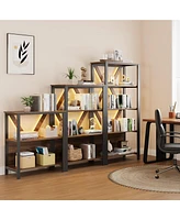 Gaomon Tier Bookshelf with Led Lights, Bookcase with Open Display Shelves