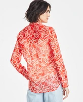 On 34th Women's Textured Relaxed Button Front Blouse, Exclusively at Macy's