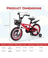 Hongge 16-Inch Kids' Bike with Adjustable Seat, Storage Basket, and Double Brake for Ages 4-8