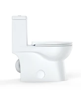 gaomon One-Piece Toilet,Dual Flush Elongated Toilet with Soft Close Seat, High-Efficiency Supply, White