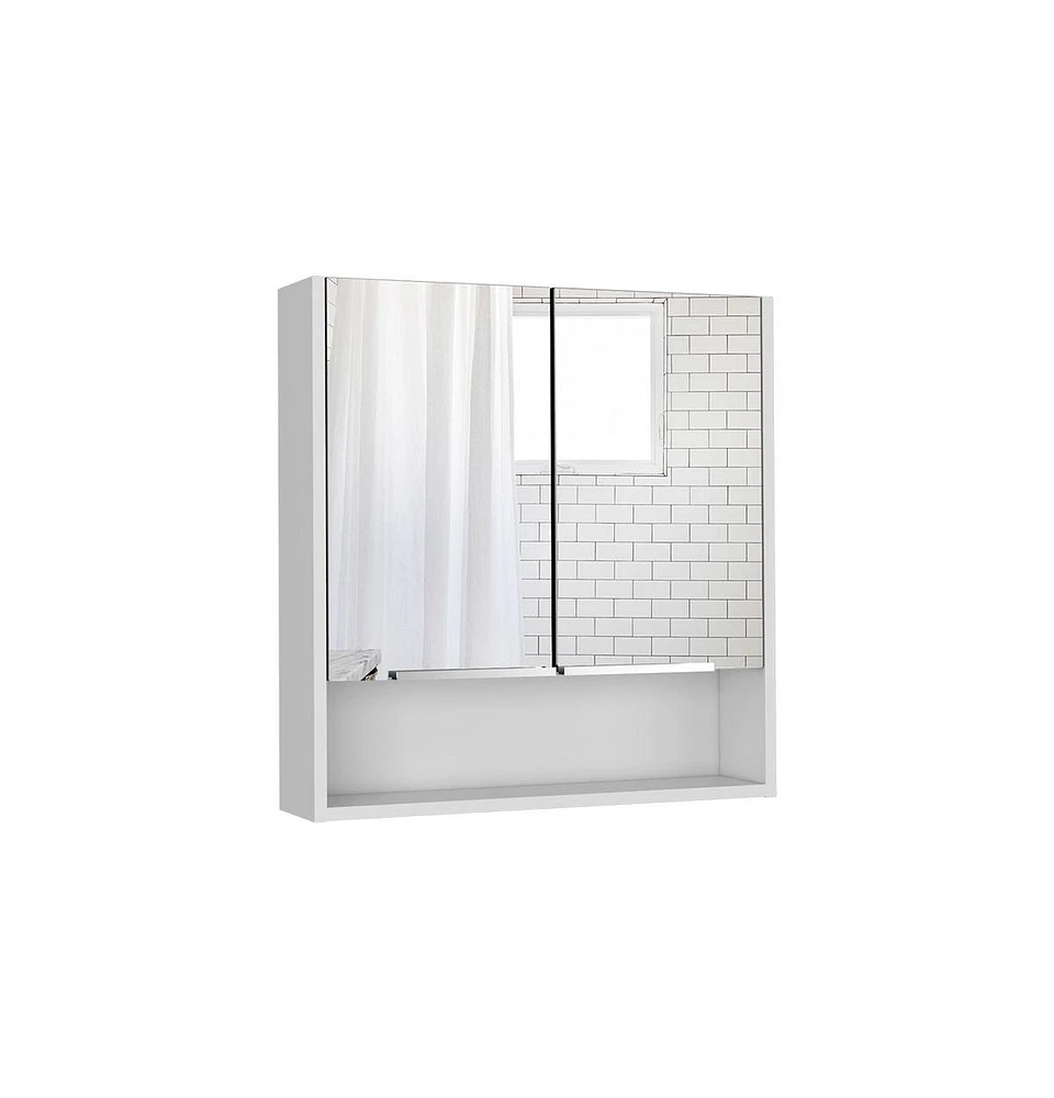 Depot E-shop Tatacoa Mirror Medicine Cabinet, One Open Shelf, Three Interior Shelves