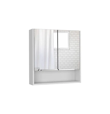Depot E-shop Tatacoa Mirror Medicine Cabinet, One Open Shelf, Three Interior Shelves