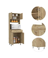 Depot E-shop Helis 60 Pantry Double Door Cabinet, One Drawer, Four Legs, Three Shelves