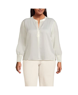 Lands' End Plus Satin Popover Shirt