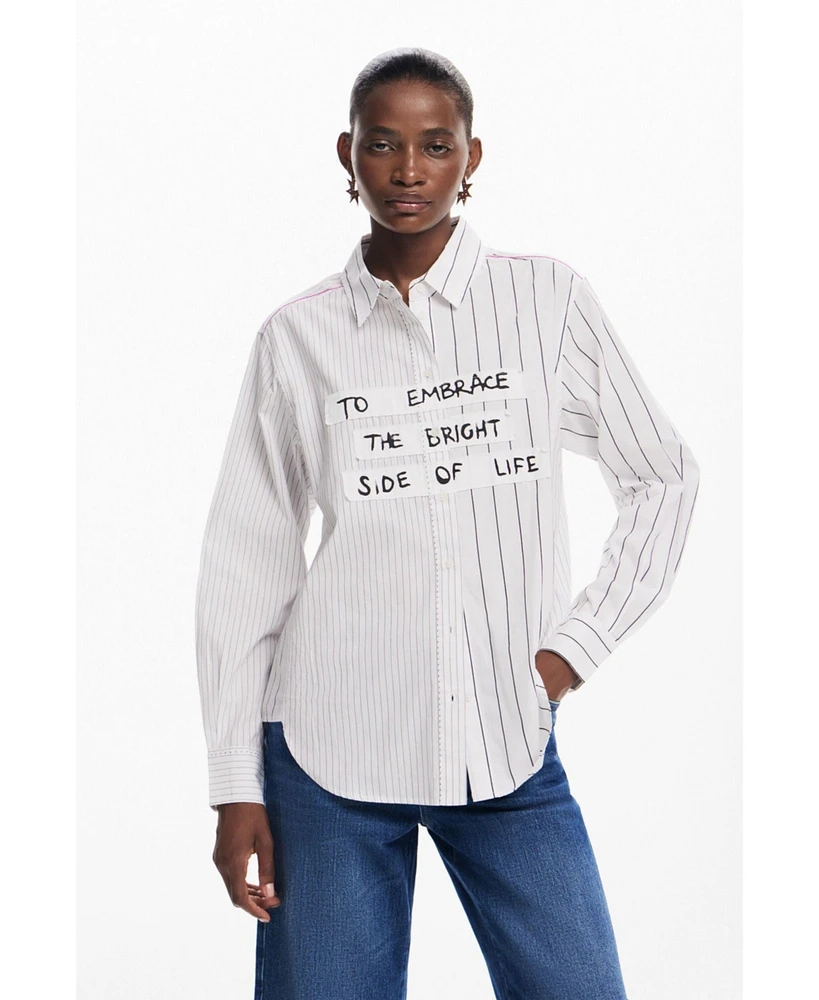 Desigual Women's Striped shirt with phrase