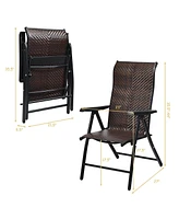 Sugift 2 Pieces Patio Rattan Folding Reclining Chair