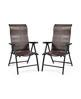 Sugift 2 Pieces Patio Rattan Folding Reclining Chair