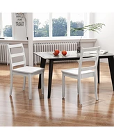 Sugift Set of 2 Wood Dining Chairs with Solid Rubber Wood Legs