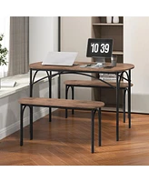 Sugift 3-Piece Dining Table Set for 4 with Metal Frame