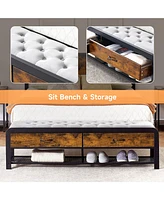 gaomon Full Size Platform Bed Frame with Storage Drawer, Wooden Headboard, Metal and Mdf Construction, Easy Assembly