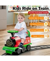 Hongge 6V Electric Kids' Ride-On Train with 16-Piece Track Set