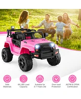 Hongge 12V Kids Ride On Truck with Remote Control and Headlights-Pink