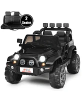 Hongge 12V 2-Seater Ride on Car Truck with Remote Control and Storage Room-Black