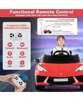 Hongge 12V Electric Kids Ride On Car Licensed Chevrolet Corvette C8 with Remote Control Ages 3+ Years Old-Red