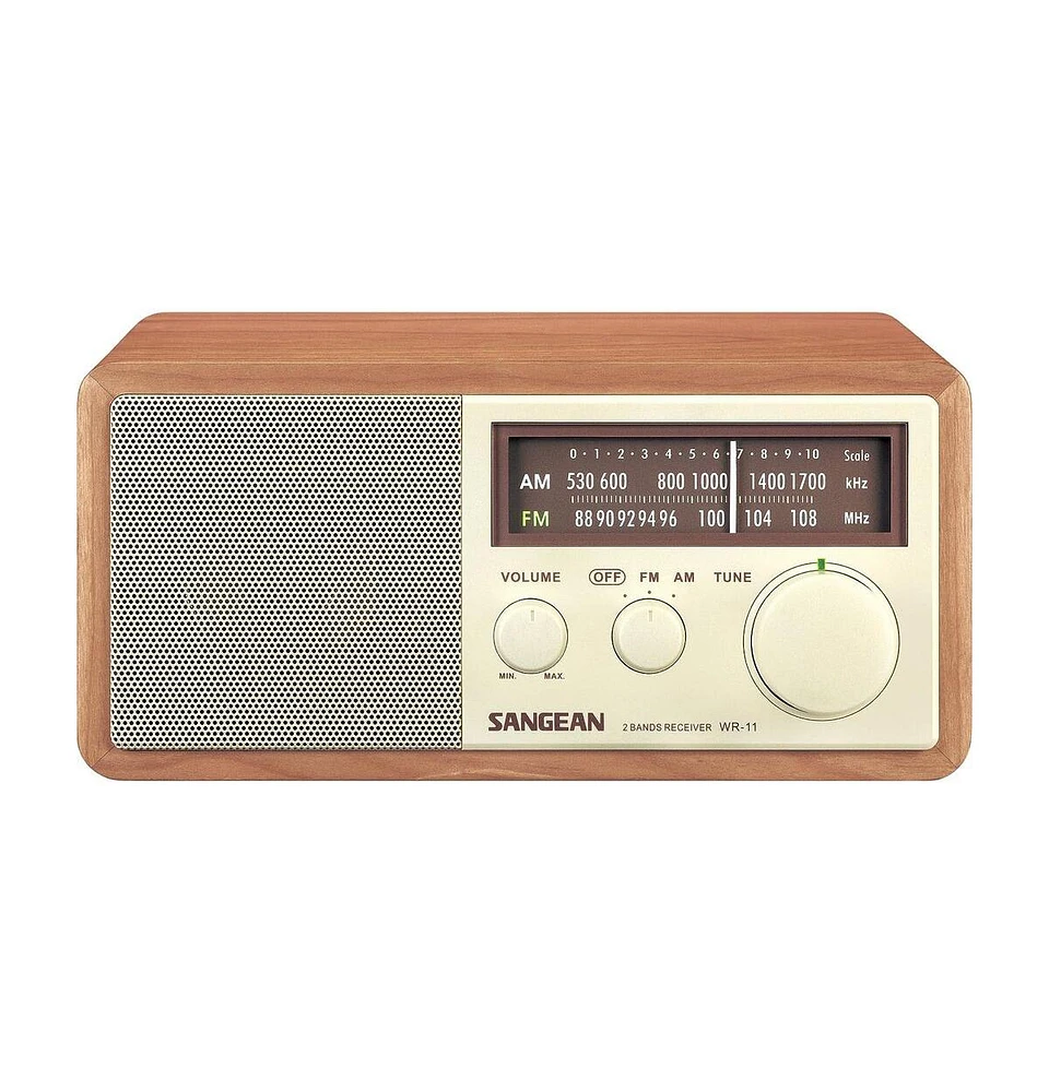 Sangean Wr-11 Am/Fm Analog Wooden Cabinet Radio Ac Dc