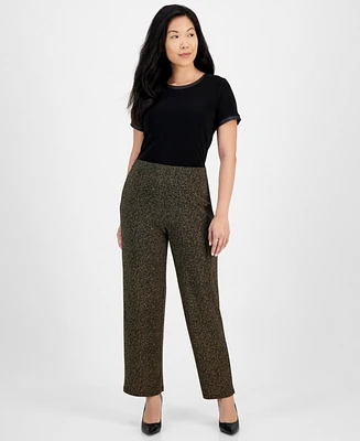 Ak Anne Klein Women's Pull On Knit Wide Leg Pants