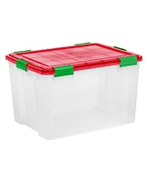 Iris Usa Iris 2pk 74qt Weatherpro Holiday Storage Tote Bin, Red/Green