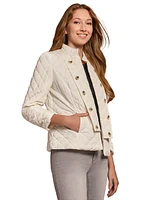 Jones New York Petite Quilted Open-Front Military Jacket