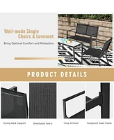 Sugift 4 Pieces Patio Furniture Set Sofa Coffee Table Steel Frame Garden