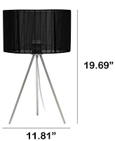 Creekwood Home 19.69" Contemporary Brushed Nickel Pedestal Table Lamp