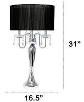 Lalia Home 31" Chrome Cascading Crystal Table Lamp