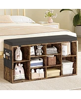 gaomon 41 Inches Shoe Bench with Cushion, Shoe Rack Bench, Ten Cubbies Storage Entryway Bench with Adjustable Shelves