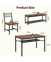 gaomon Dining Table Set for 4, Kitchen Table and 2 Chairs , 47.2" Rectangular Kitchen Table Set