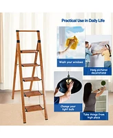 Flynama 5 Step Stool Folding Step Stool with Handrails, Sturdy Step Stool for Adult, Gorilla Ladders 500LBS Capacity Sturdy& Portable Ladder for Home