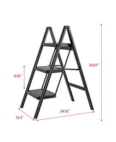 Flynama Folding Step Stool Folding Ladder Telescoping Ladders Family Ladder with Wide Pedals Home Multifunction Step Ladders Portable Folding Step Lad