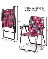 Vebreda 6 Pieces Folding Beach Chair Camping Lawn Webbing Chair