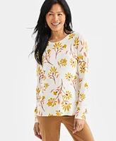 Style & Co Women's Printed Crewneck Sweater, Exclusively at Macy's