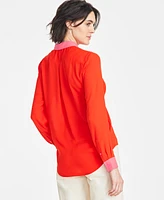 On 34th Women's Button-Front Crepe Shirt