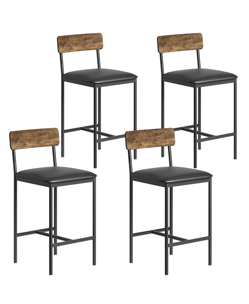 gaomon Bar stools Set of 4, 37.4" Counter Height Modern Barstool with Back,Pub Chair (Grey)