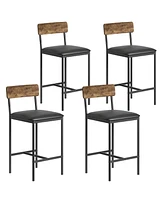 gaomon Bar stools Set of 4, 37.4" Counter Height Modern Barstool with Back,Pub Chair (Grey)