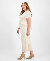 Anne Klein Plus Cropped Mid-Rise Wide-Leg Pants