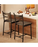 Gaomon Bar Stools Set of 2, Kitchen Barstools with Footrest and Back, Pu Leather Counter Height Bar Stools with Footrest