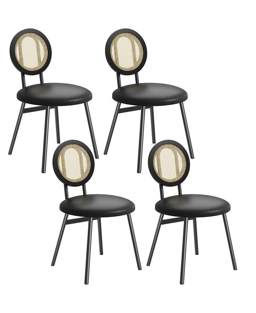 Gaomon Dining Chairs Set of 4, Rattan Kitchen Chairs with Thicken Upholstered, Modern Dining Room Chairs Set of 4,Black