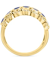 Effy Blue Sapphire (1-3/8 ct. t.w.) & Diamond (1/6 ct. t.w.) Multi-Row Ring in 14k Yellow Gold