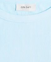 On 34th Women's Short-Sleeve Ribbed T-Shirt, Created for Macy's