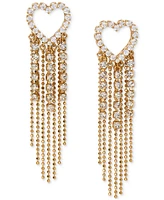 Ajoa by Nadri 18k Gold-Plated Cubic Zirconia Heart & Chain Fringe Drop Earrings