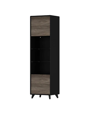 Famapy Black 2 Wood Grain Door Cabinet