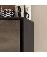 Famapy Black 2 Wood Grain Door Cabinet