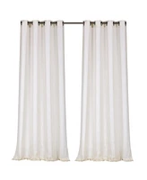 Kate Aurora 2 Piece Silver Sparkly Semi Sheer Trellis Quatrefoil Grommet Top Window Curtain Panels