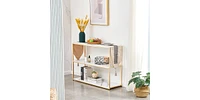 Slickblue Gold Faux Marble Console Table for Entryway - Stylish Sofa Table with Metal Frame for Living Room