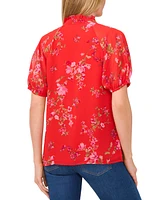 CeCe Women's Puff-Sleeve Floral Blouse