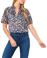 CeCe Women's Puff-Sleeve Floral Blouse