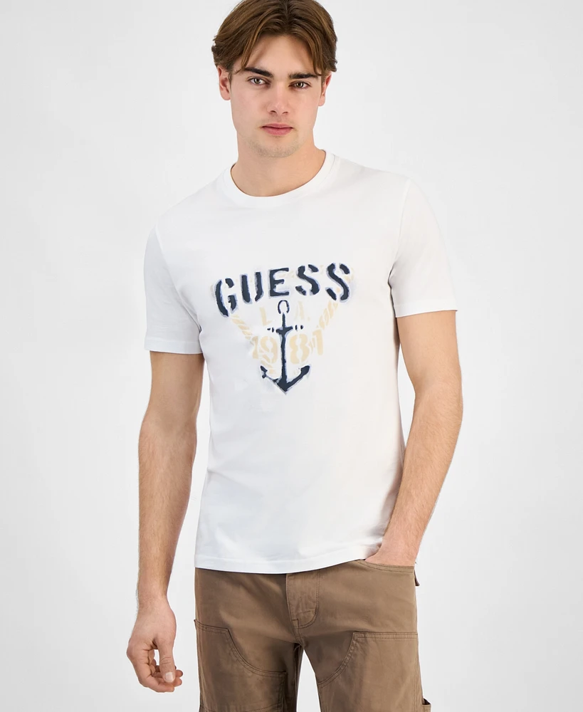 Guess Men's Marina Triangle Slim Fit Short Sleeve Graphic T-Shirt